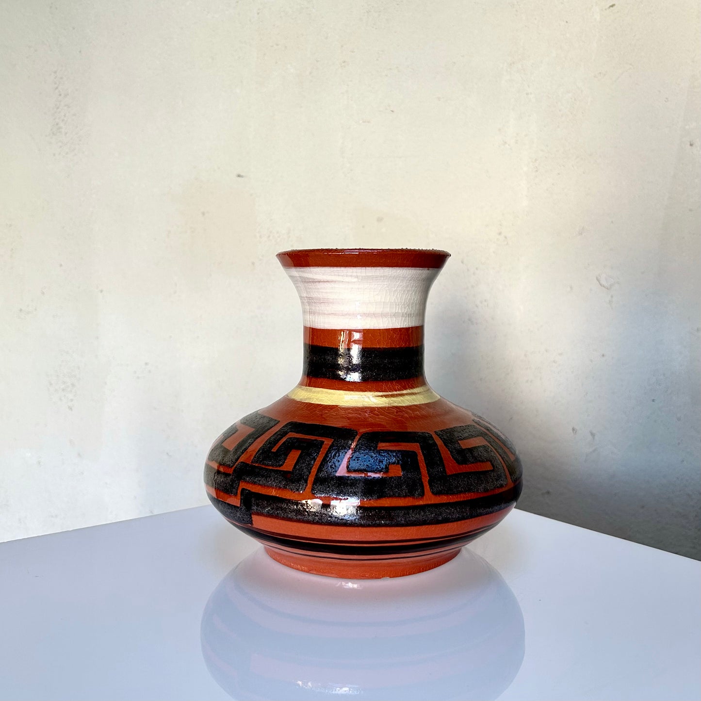 Handcrafted Ceramic Vase With Geometric Pattern