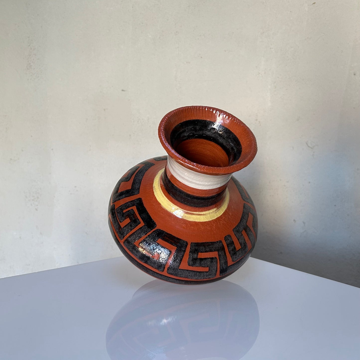 Handcrafted Ceramic Vase With Geometric Pattern