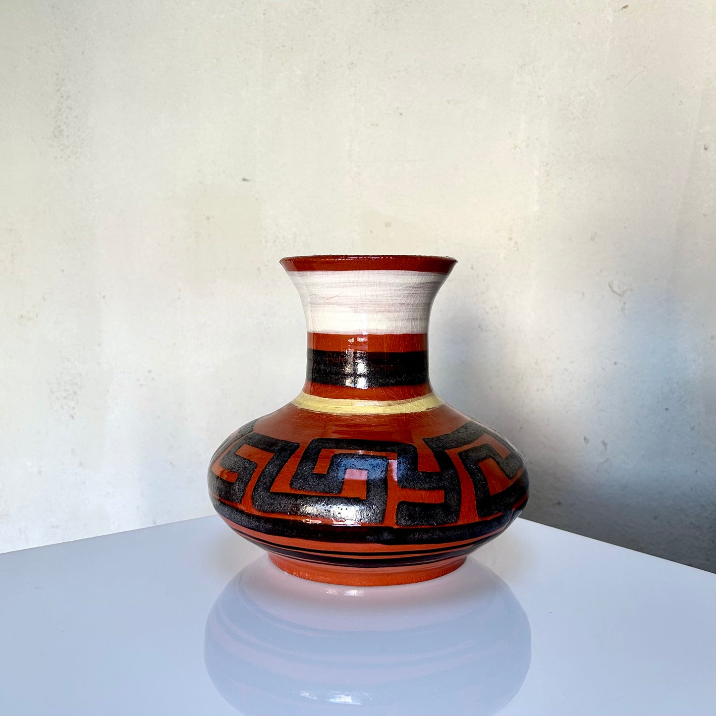 Handcrafted Ceramic Vase With Geometric Pattern