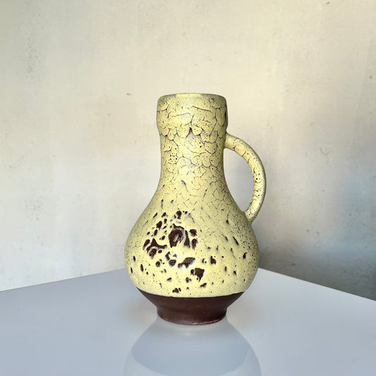 Ceramic Carafe With Crackled Yellow Glaze