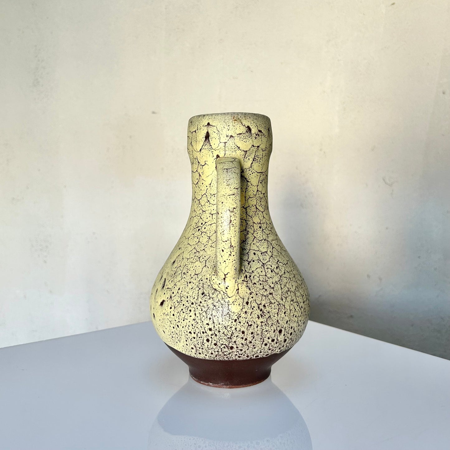 Ceramic Carafe With Crackled Yellow Glaze