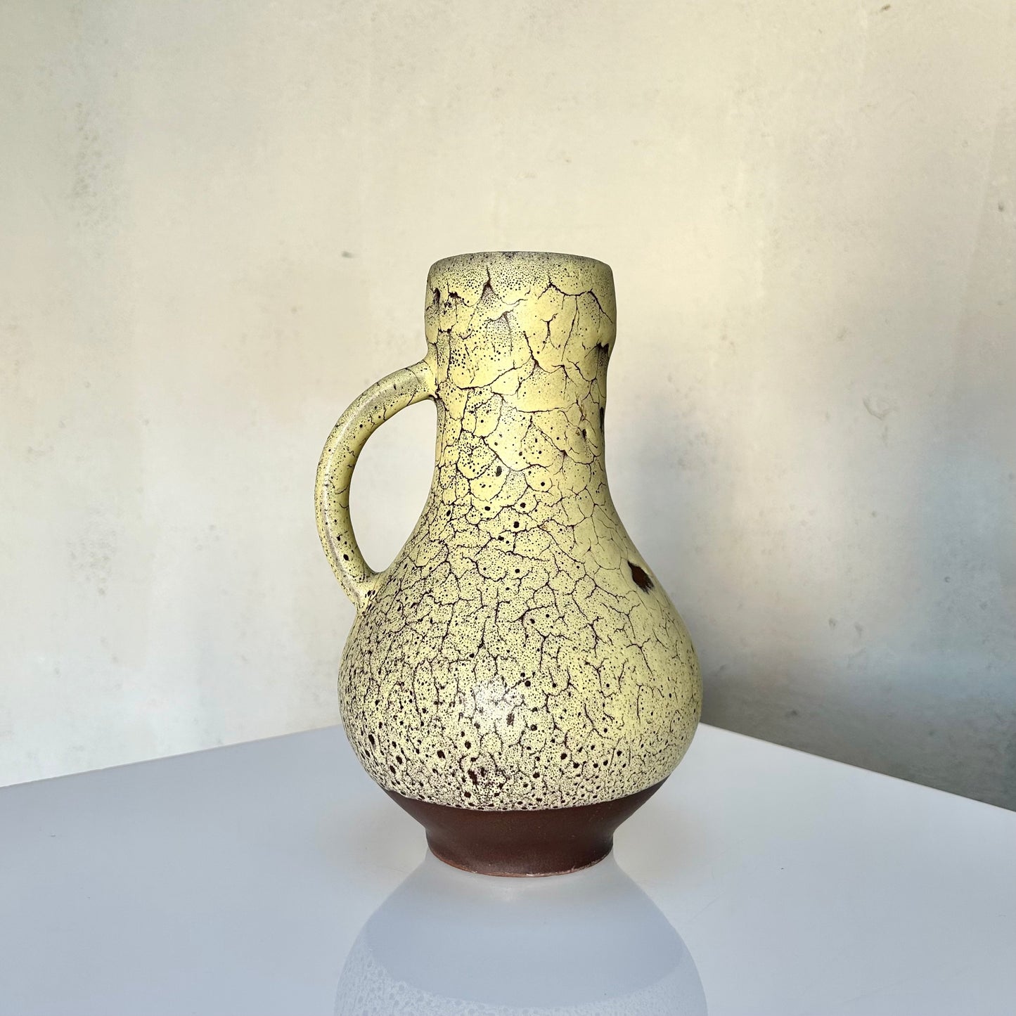 Ceramic Carafe With Crackled Yellow Glaze