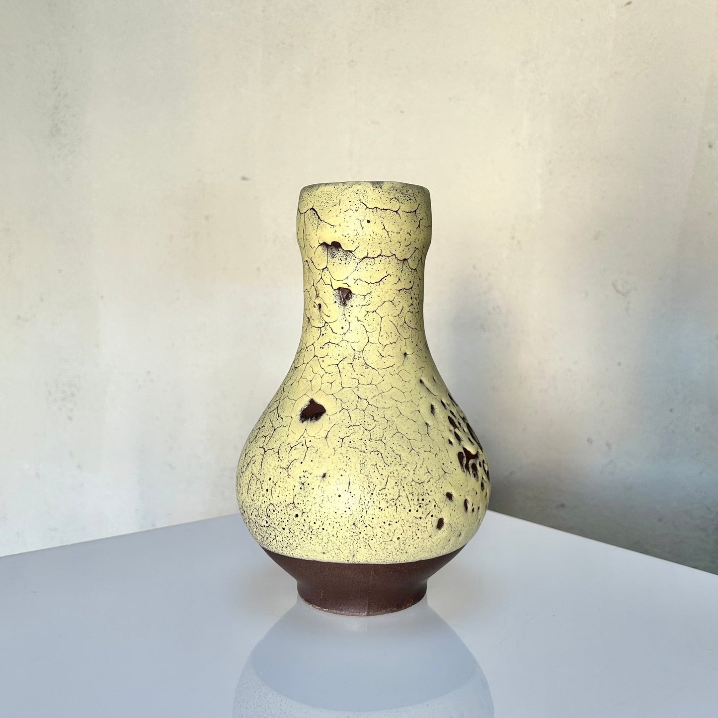 Ceramic Carafe With Crackled Yellow Glaze