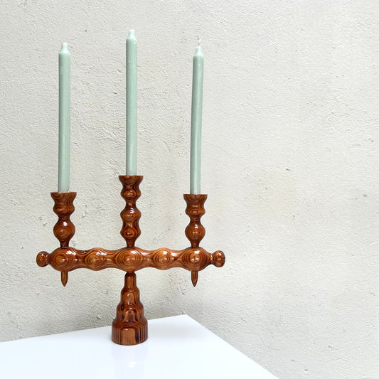 Bubbly Wooden Candelabra